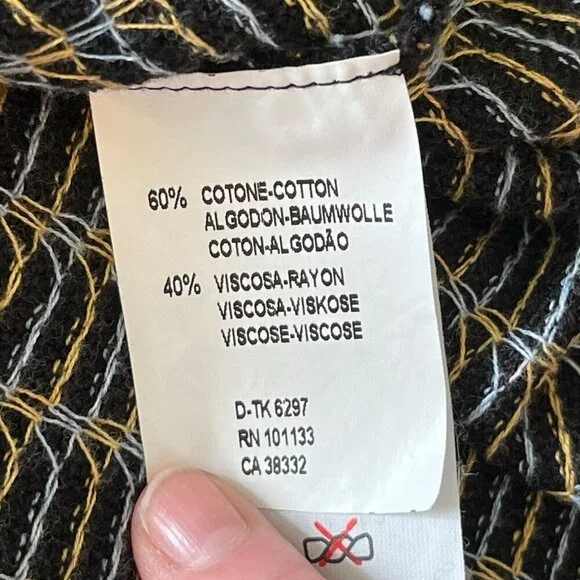 Ermenegildo Zenga Cotton Blend Lightweight Crew Neck Sweater Black Blue Yellow S